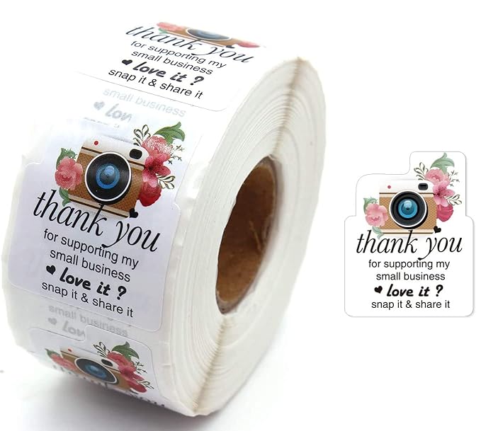 Thank You Snap & Share Stickers – 1000 Pack (2×1.6 inch)