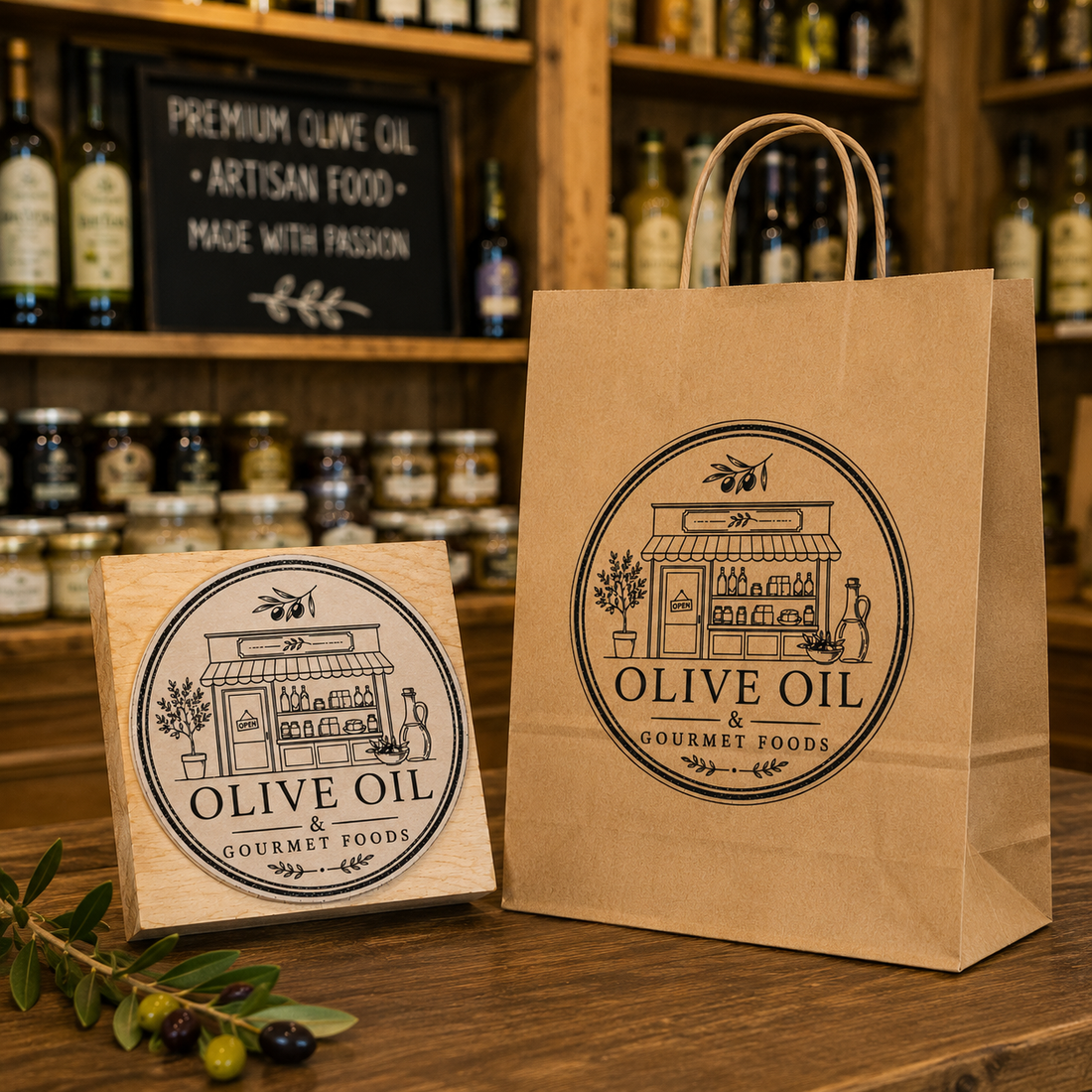 Big Custom Stamp for Olive Oil & Gourmet Foods | Logo Stamp – StampMyMark®
