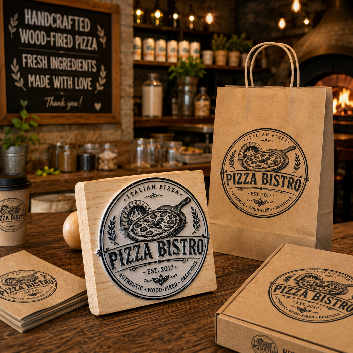 Big Custom Stamp for Pizza Bistro | Logo Stamp – StampMyMark®
