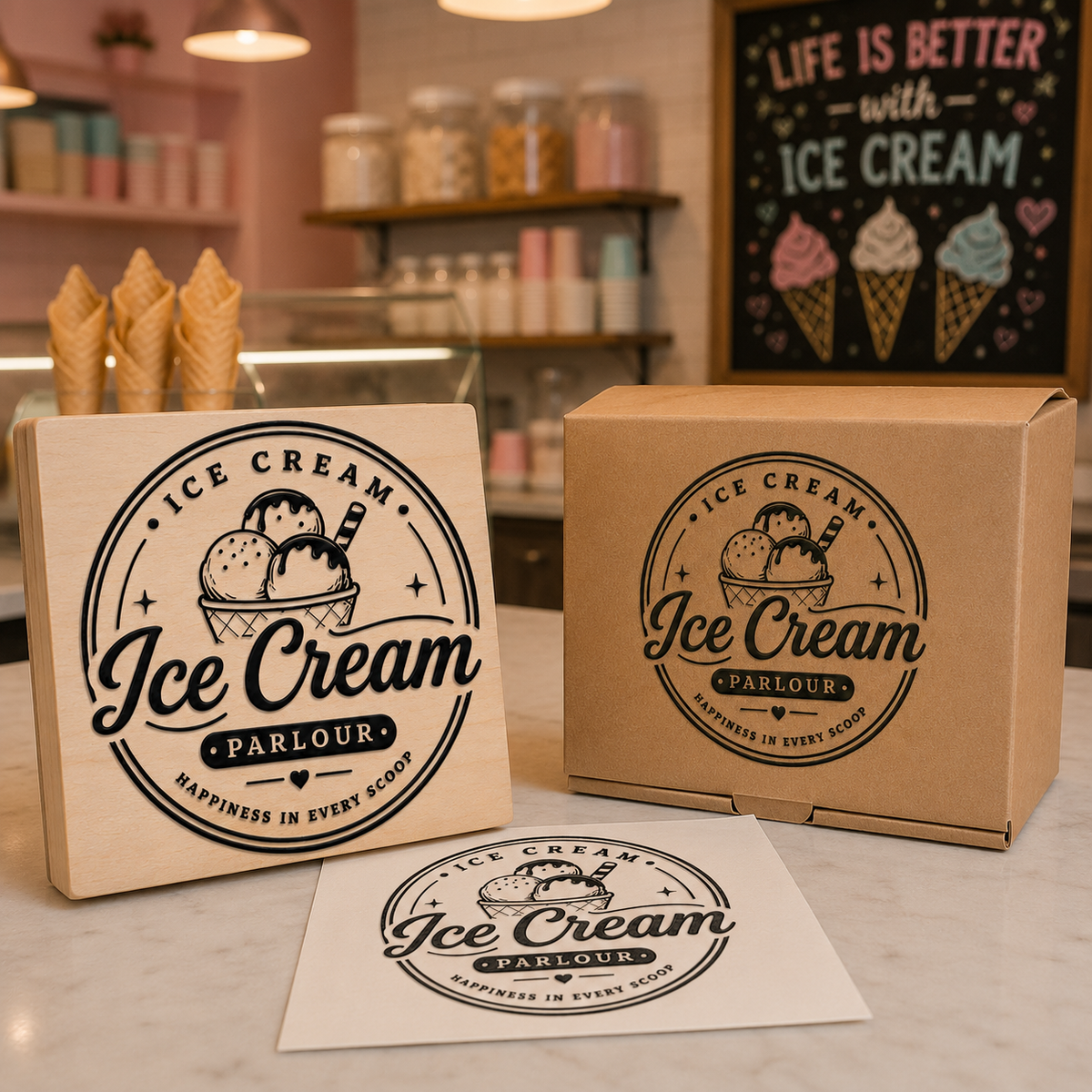 Big Custom Stamp for Ice Cream Parlour | Logo Stamp – StampMyMark®