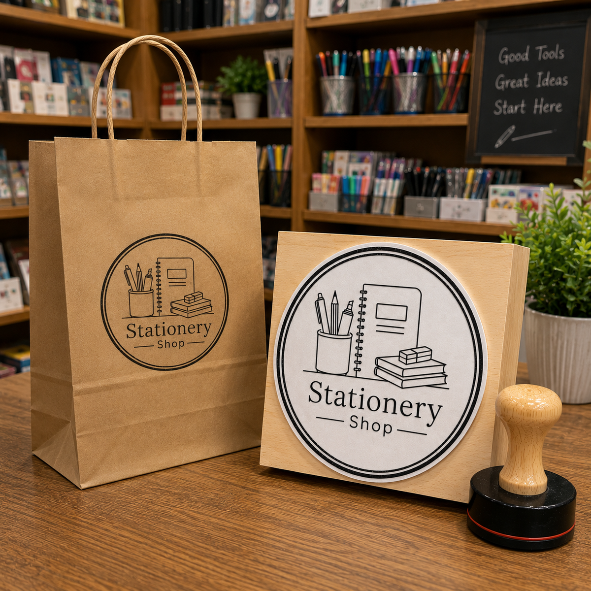 Big Custom Stamp for Stationery Shop | Logo Stamp – StampMyMark®