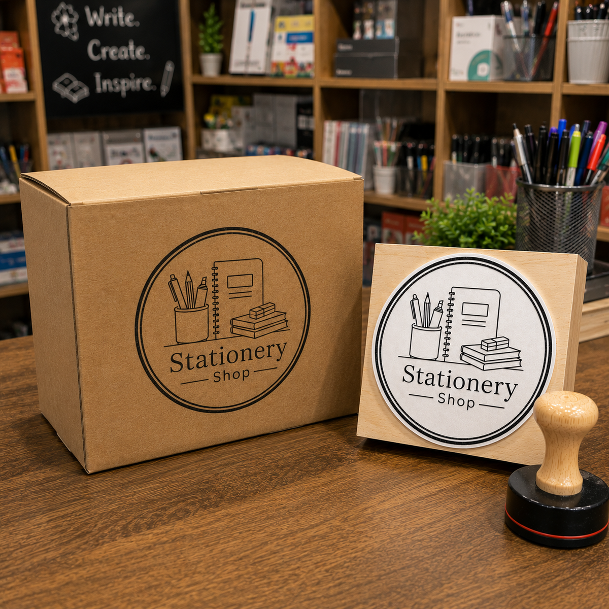Big Custom Stamp for Stationery Shop | Logo Stamp – StampMyMark®