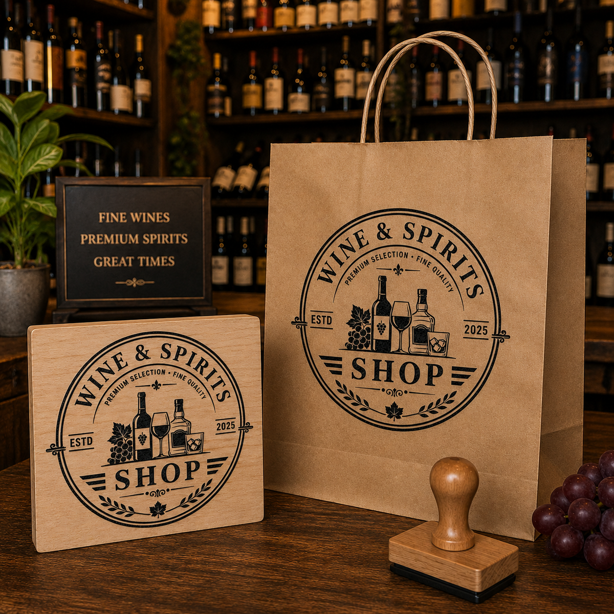 Big Custom Stamp for Wine & Spirits Shop | Logo Stamp – StampMyMark®