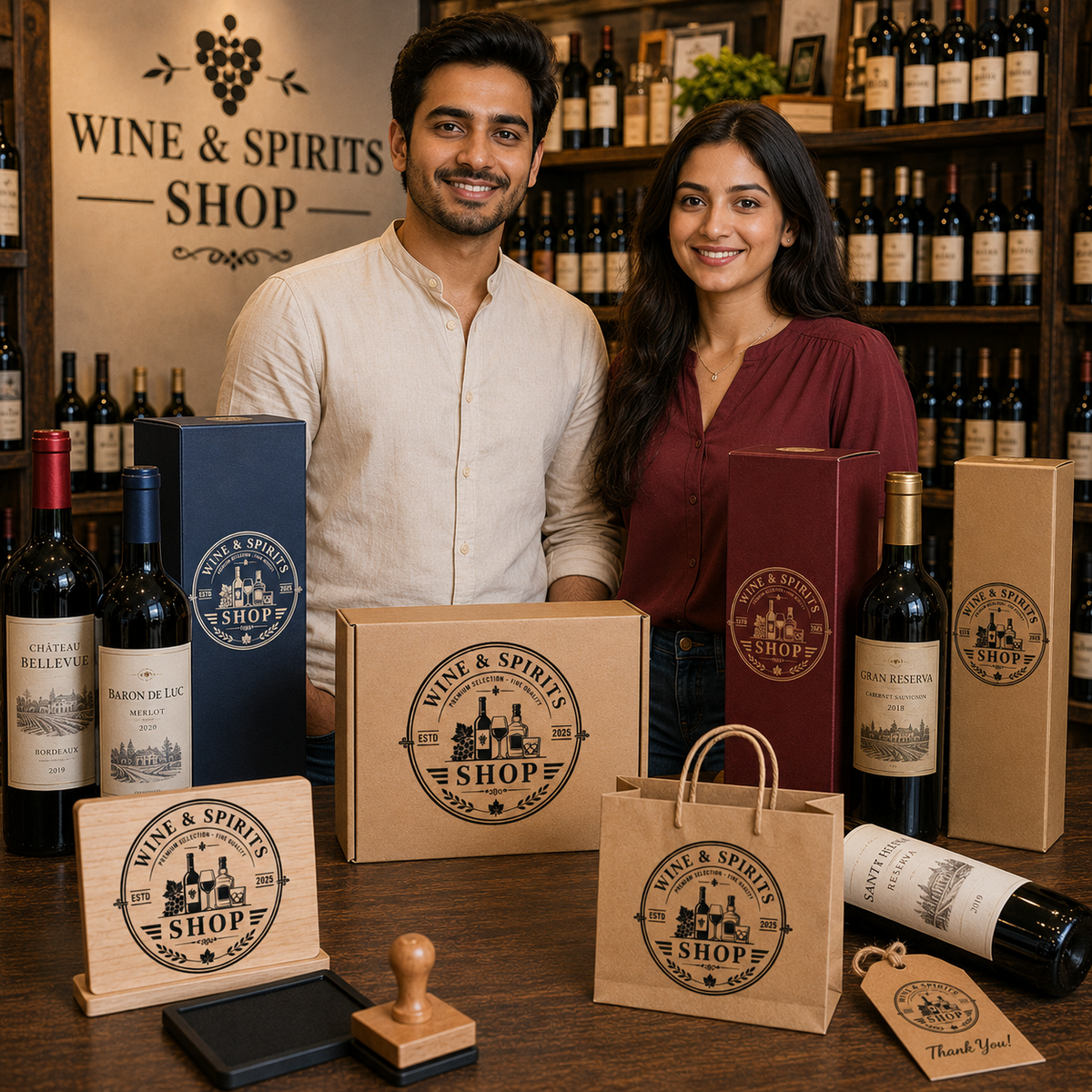 Big Custom Stamp for Wine & Spirits Shop | Logo Stamp – StampMyMark®