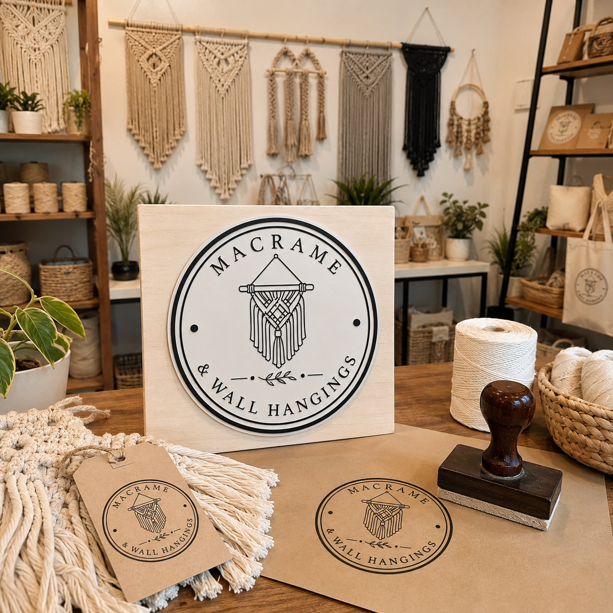 Big Custom Stamp for Macrame & Wall Hangings | Logo Stamp – StampMyMark®