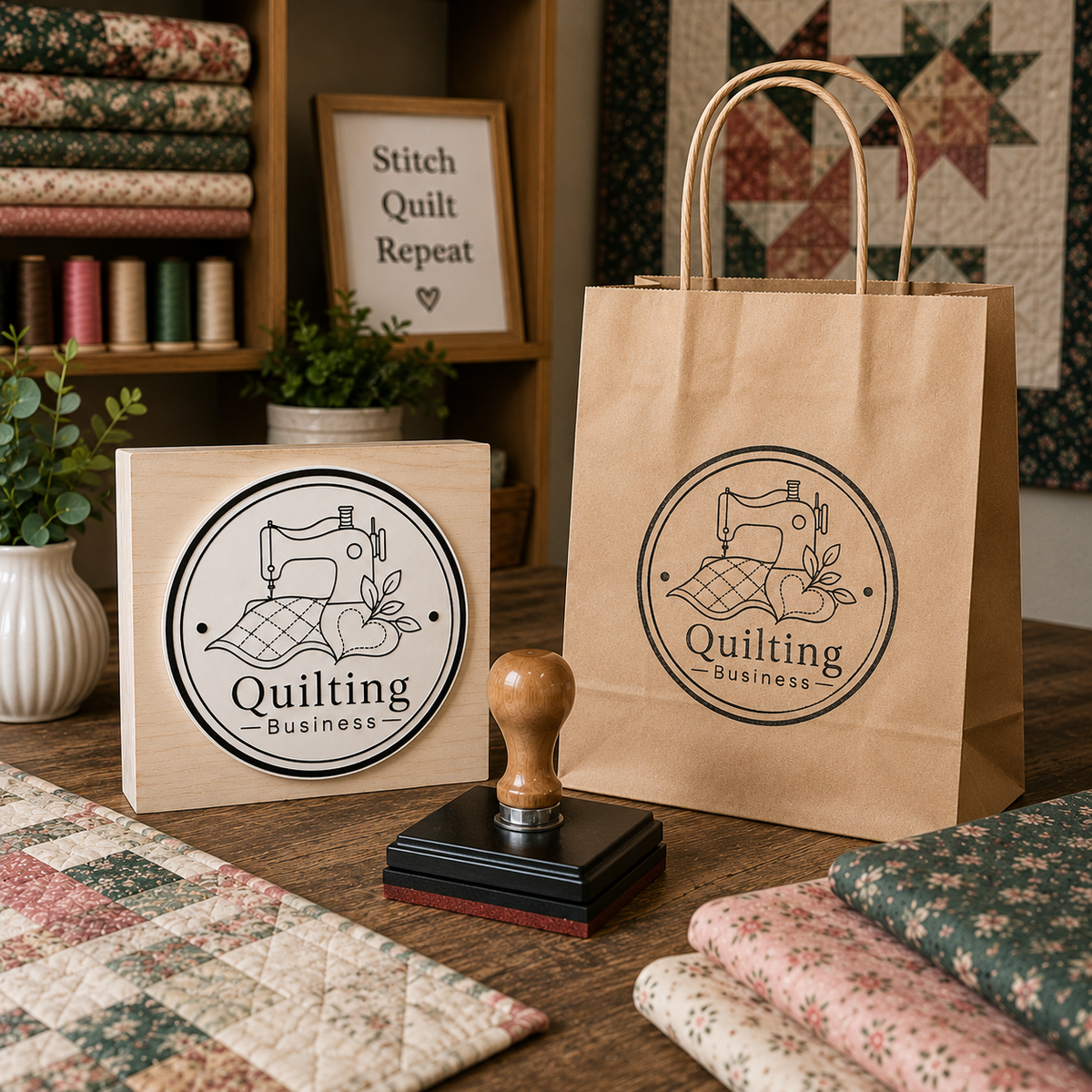 Big Custom Stamp for Quilting Business | Logo Stamp – StampMyMark®
