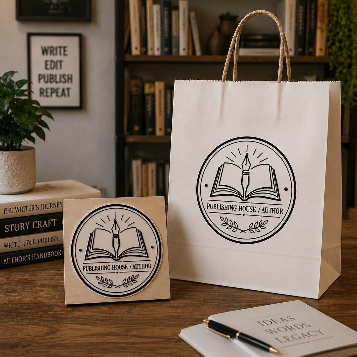 Big Custom Stamp for Publishing House / Author | Logo Stamp – StampMyMark®