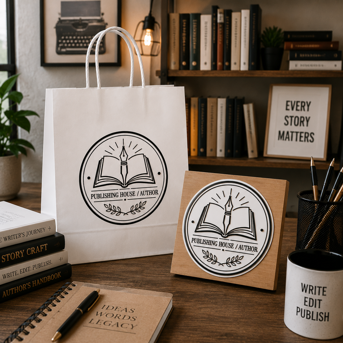 Big Custom Stamp for Publishing House / Author | Logo Stamp – StampMyMark®