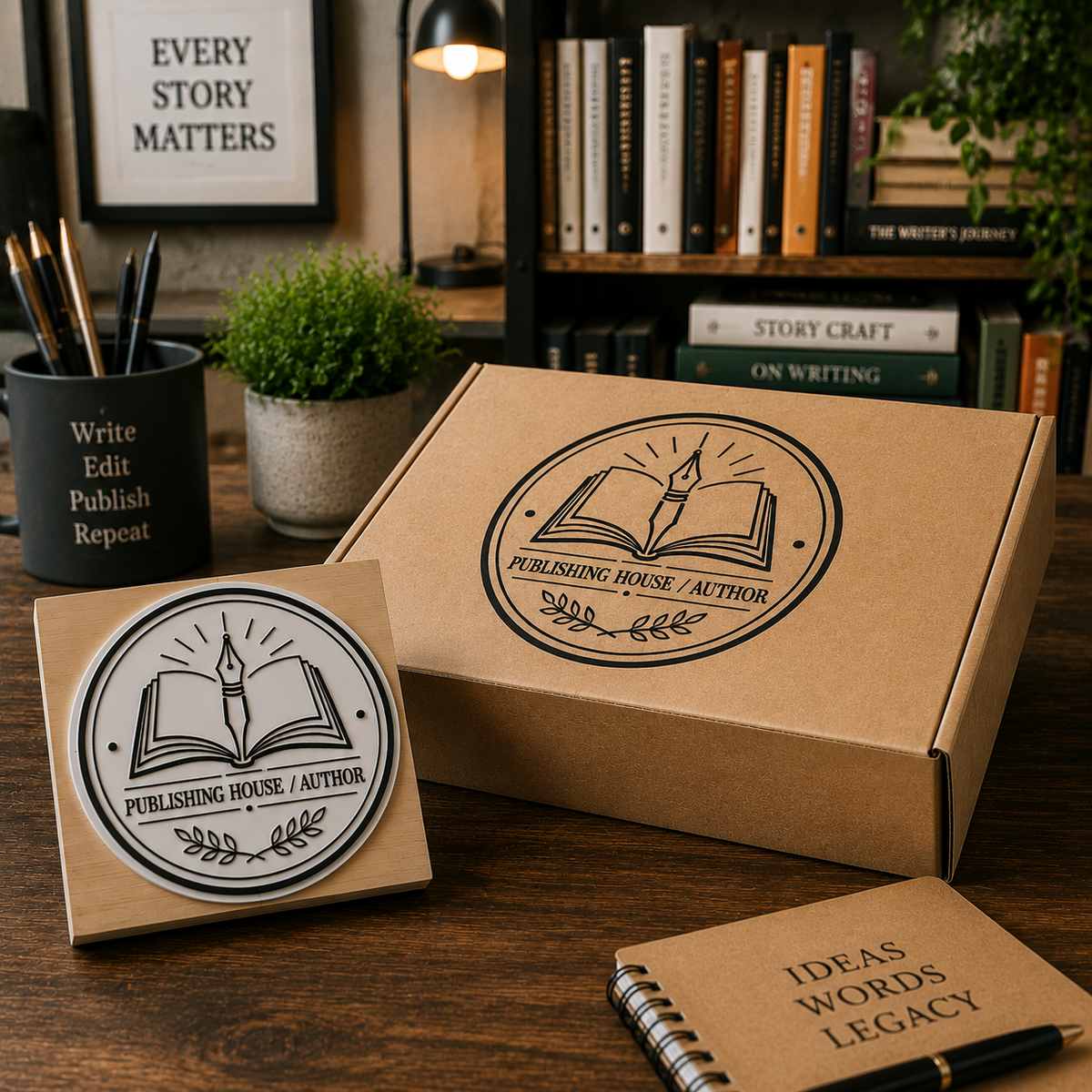 Big Custom Stamp for Publishing House / Author | Logo Stamp – StampMyMark®