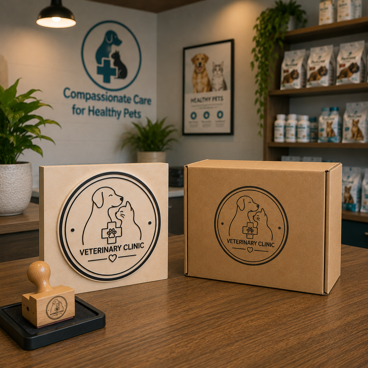 Big Custom Stamp for Veterinary Clinic | Logo Stamp – StampMyMark®
