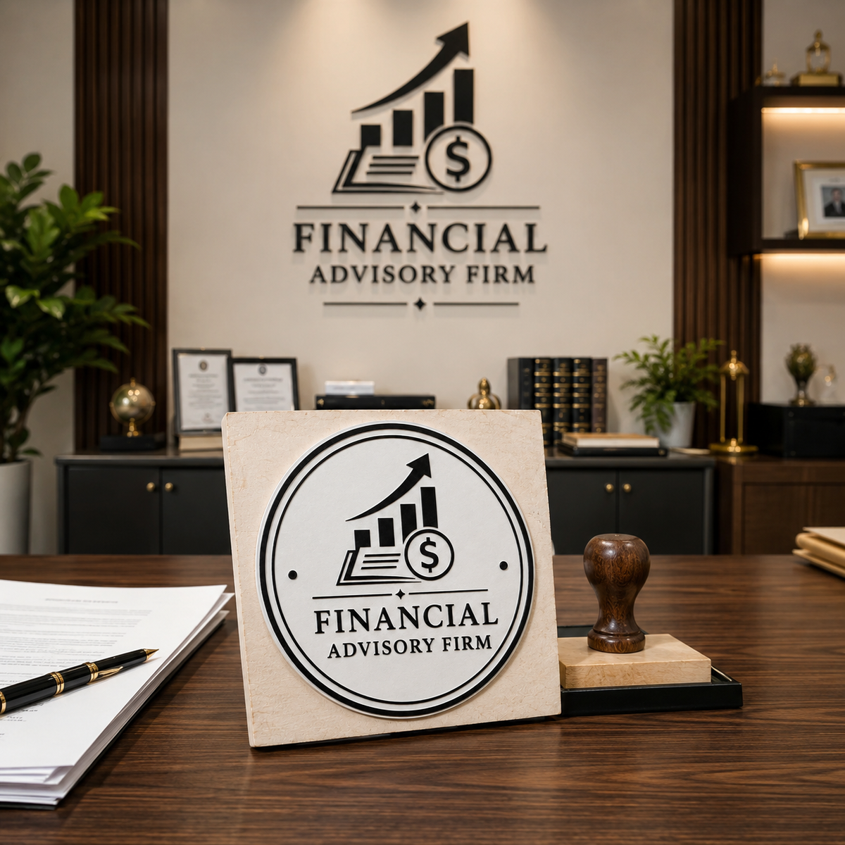 Big Custom Stamp for Financial Advisory Firm | Logo Stamp – StampMyMark®