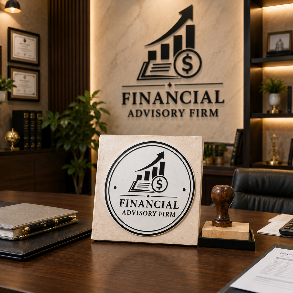 Big Custom Stamp for Financial Advisory Firm | Logo Stamp – StampMyMark®
