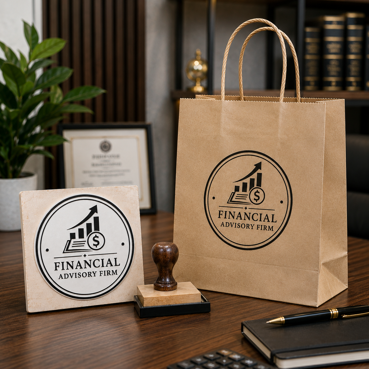 Big Custom Stamp for Financial Advisory Firm | Logo Stamp – StampMyMark®