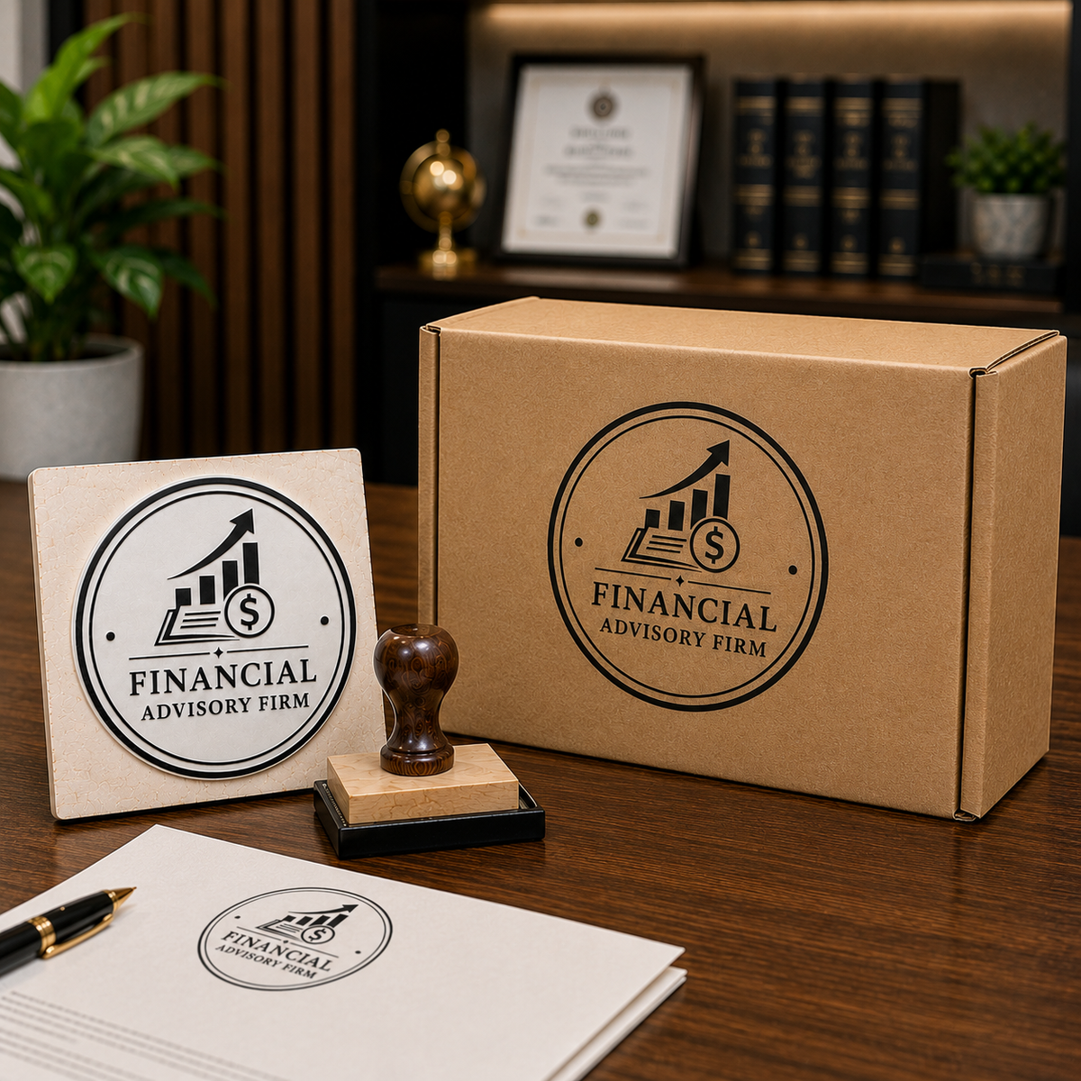Big Custom Stamp for Financial Advisory Firm | Logo Stamp – StampMyMark®
