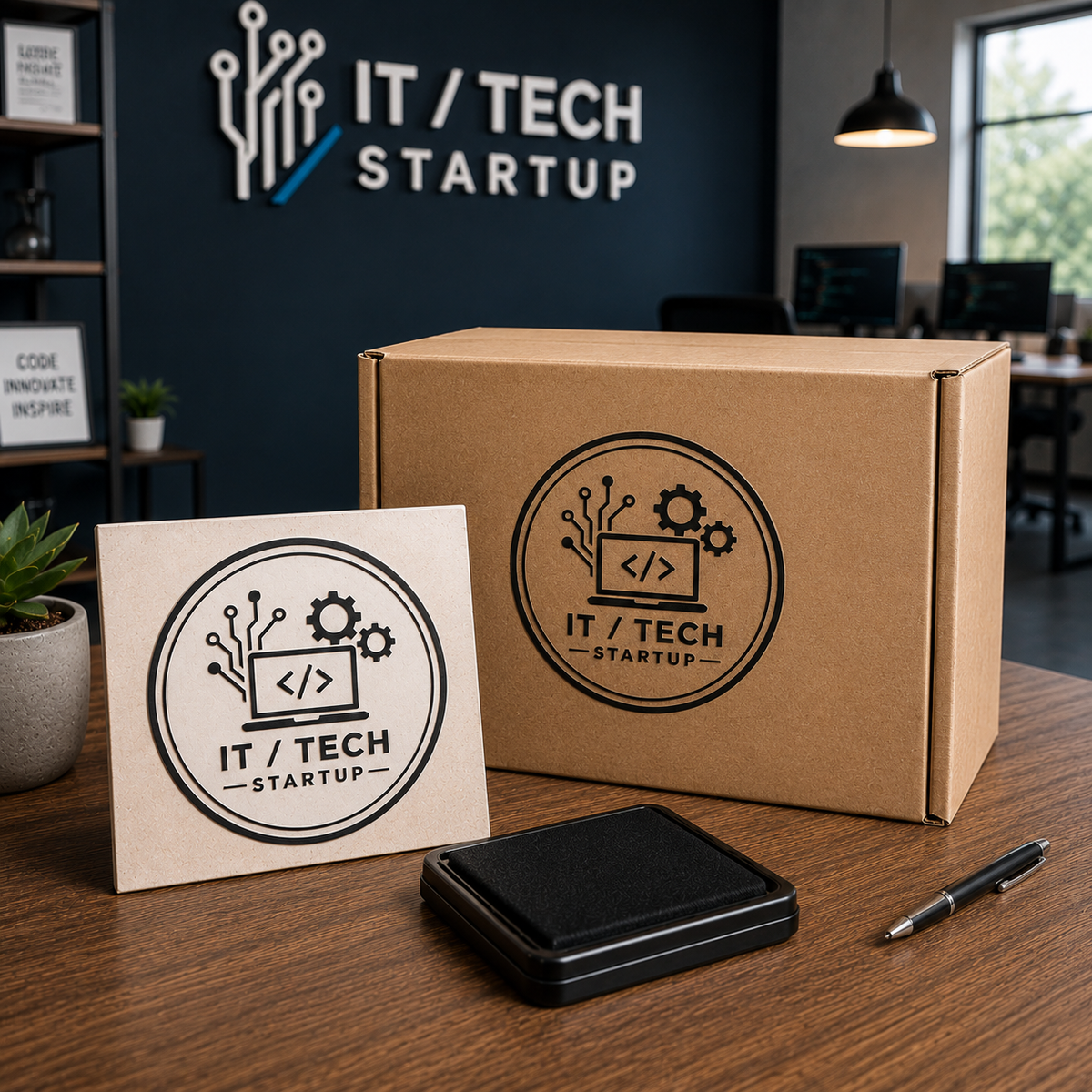 Big Custom Stamp for IT / Tech Startup | Logo Stamp – StampMyMark®