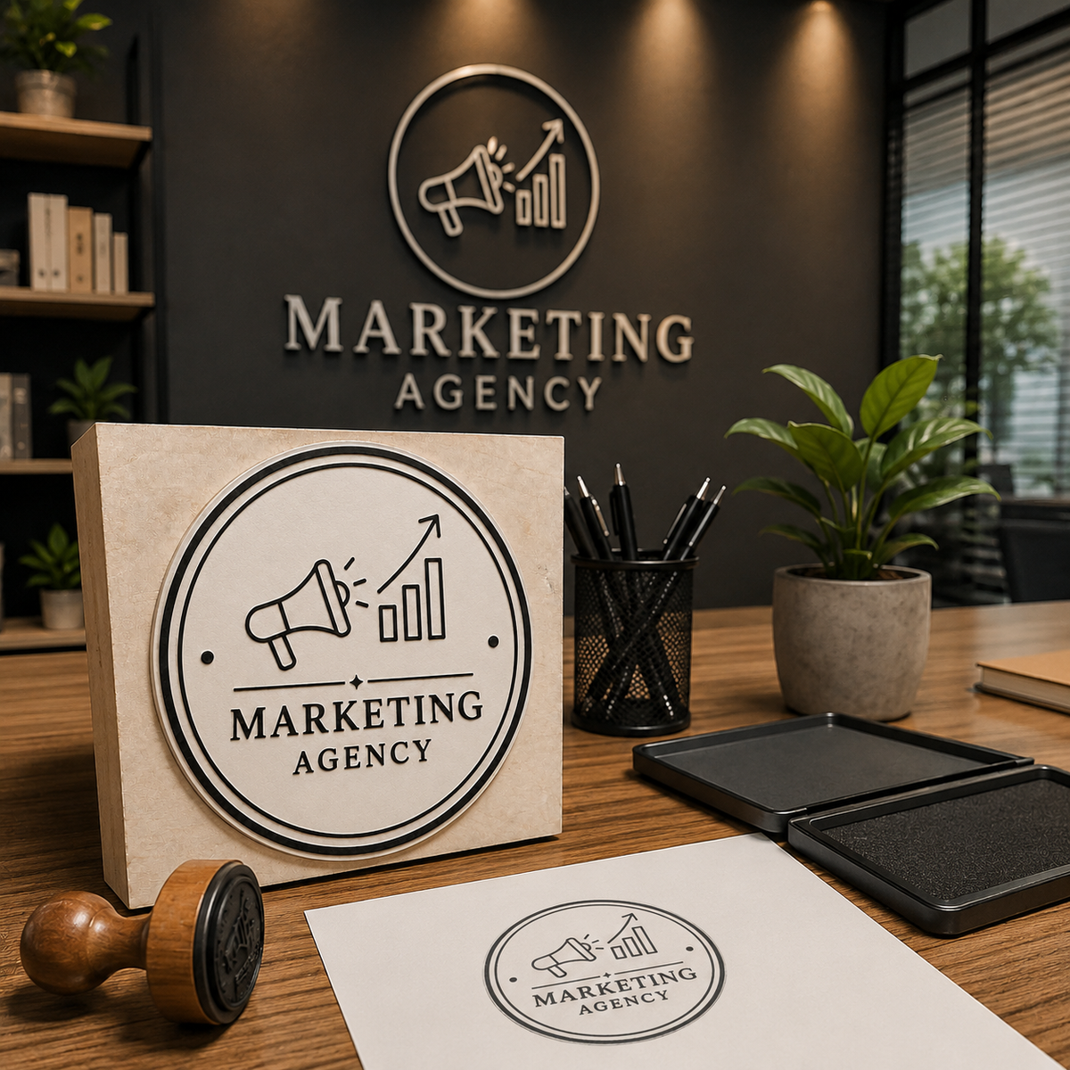Big Custom Stamp for Marketing Agency | Logo Stamp – StampMyMark®