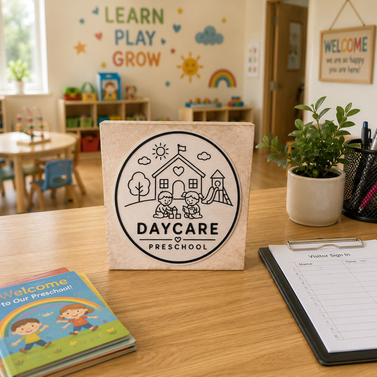 Big Custom Stamp for Daycare / Preschool | Logo Stamp – StampMyMark®