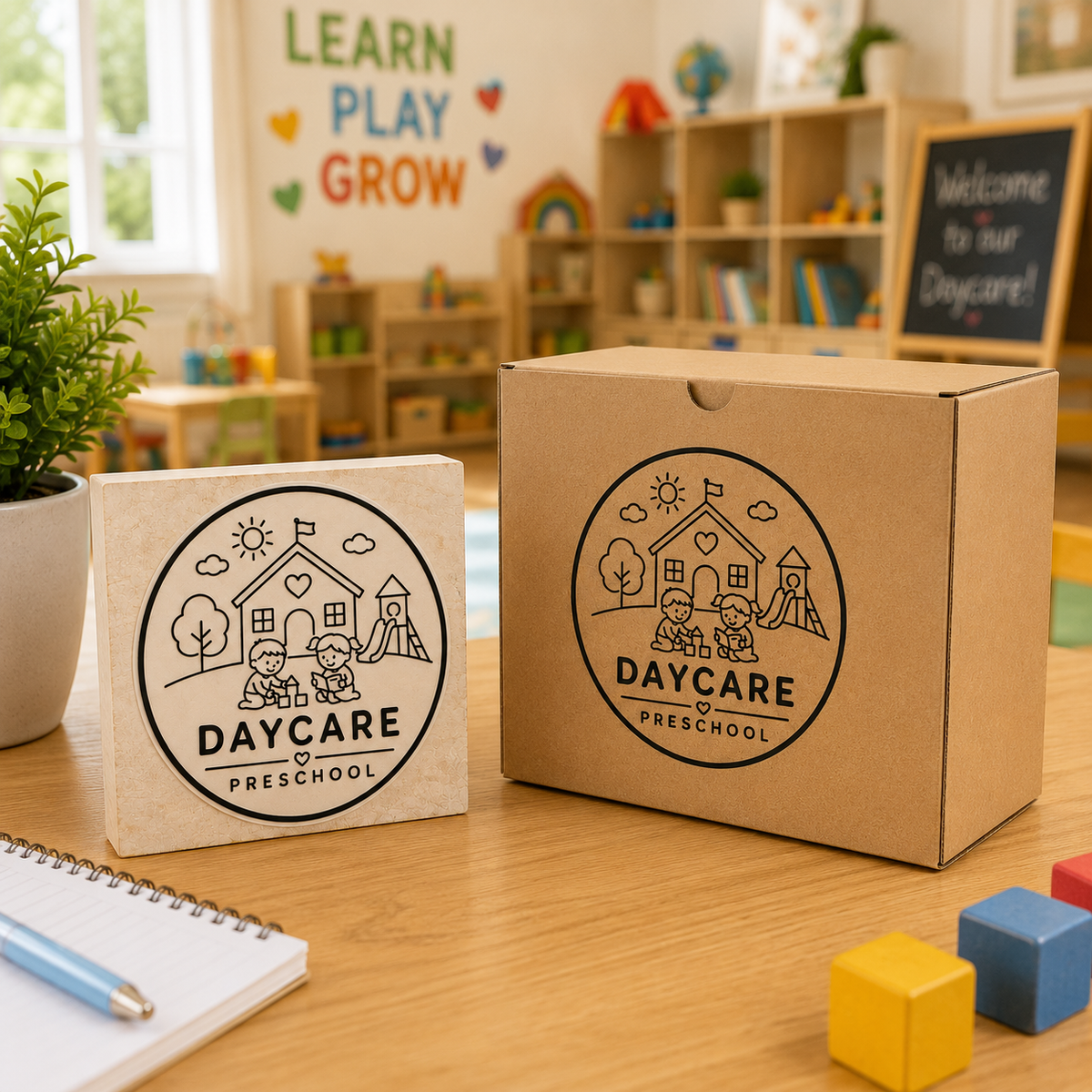 Big Custom Stamp for Daycare / Preschool | Logo Stamp – StampMyMark®