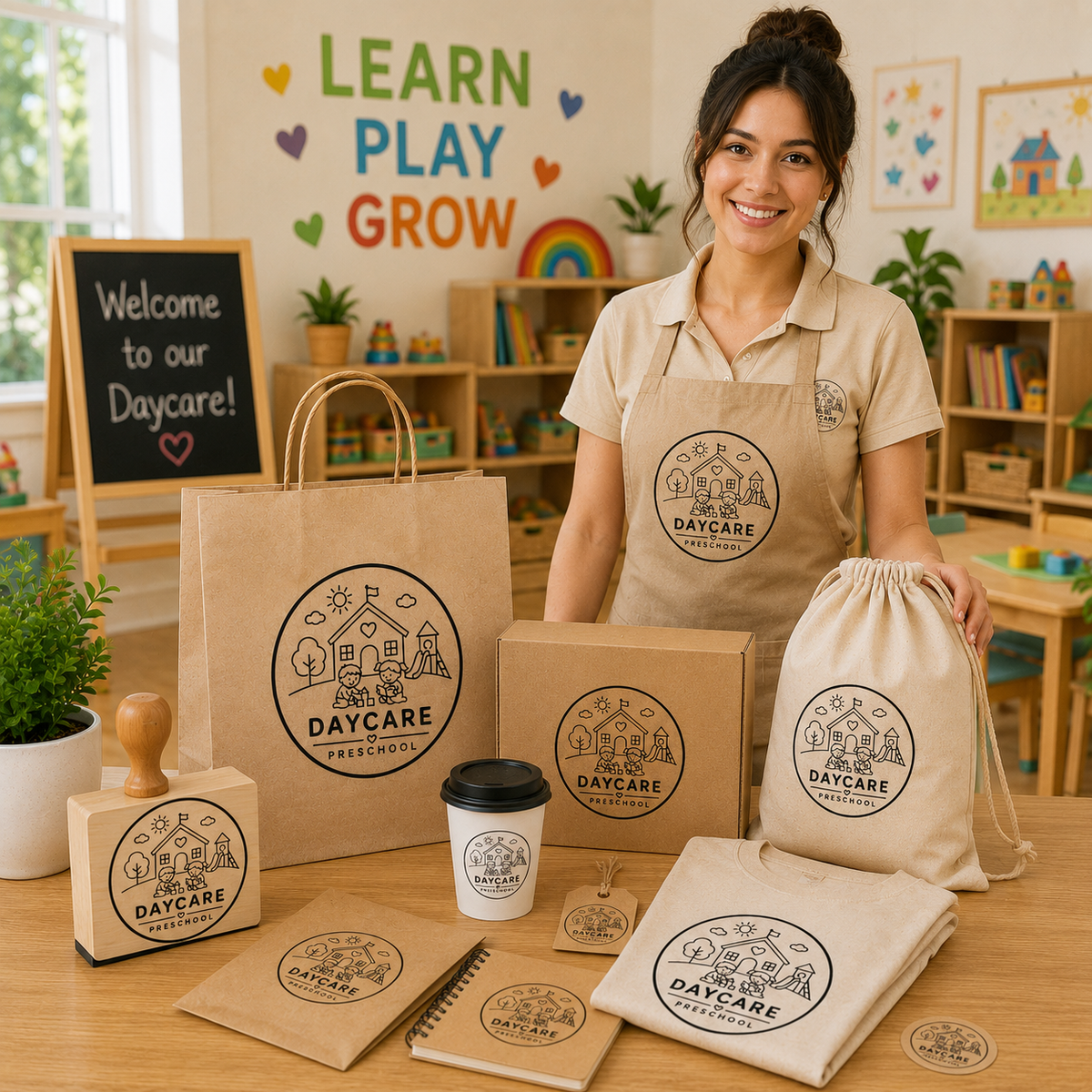 Big Custom Stamp for Daycare / Preschool | Logo Stamp – StampMyMark®