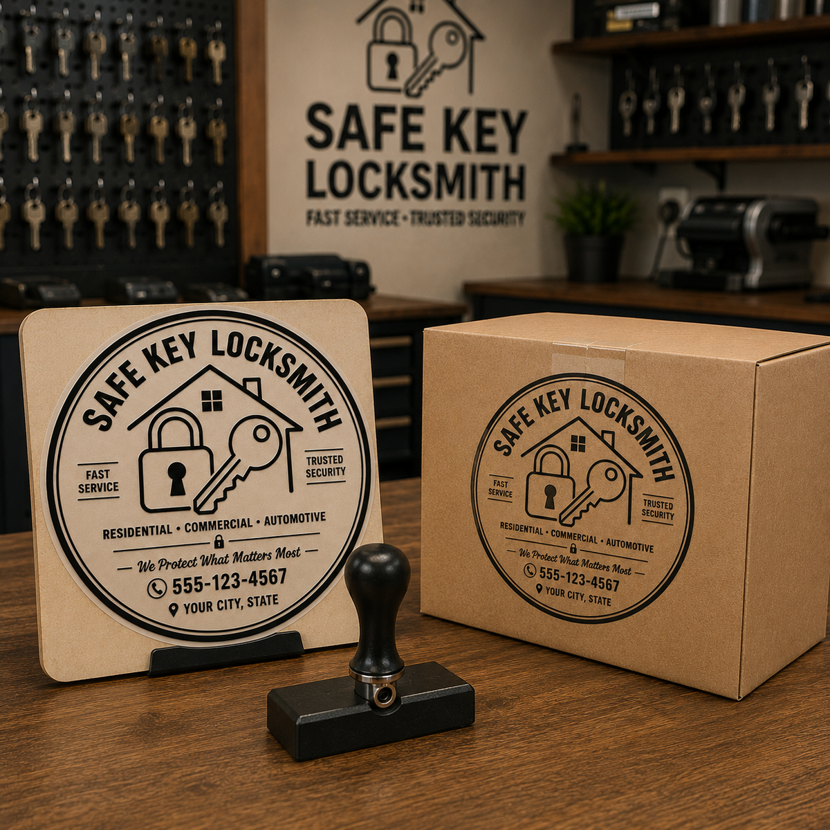Big Custom Stamp for Locksmith Business | Logo Stamp – StampMyMark®
