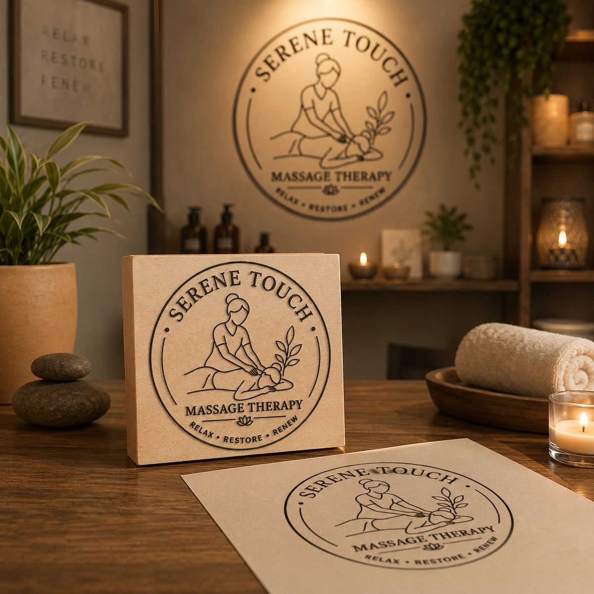 Big Custom Stamp for Massage Therapy Business | Logo Stamp – StampMyMark®