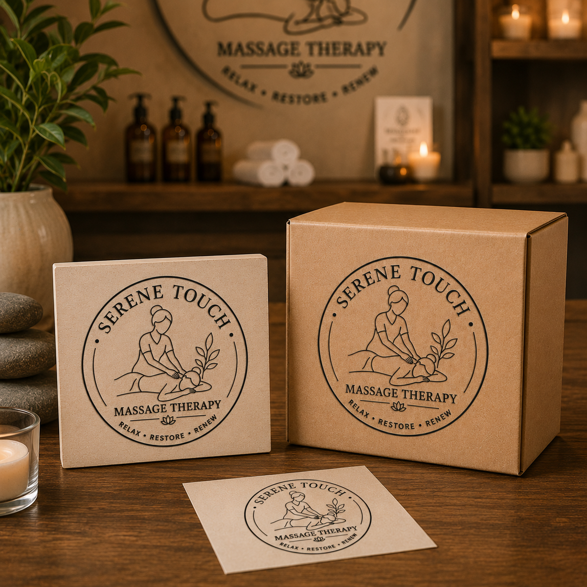 Big Custom Stamp for Massage Therapy Business | Logo Stamp – StampMyMark®