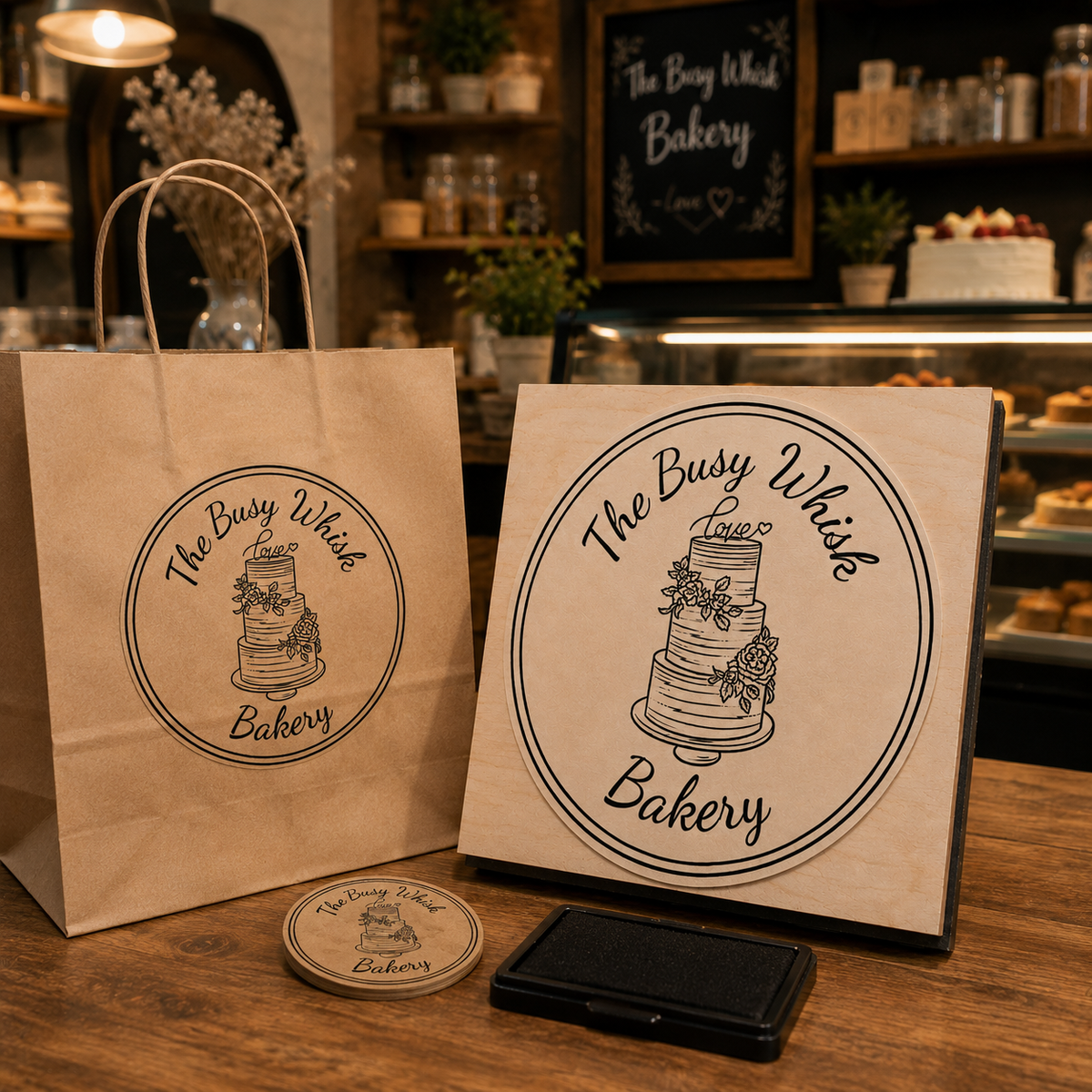 Big Custom Stamp for Bakery - Wedding Cakes | Logo Stamp – StampMyMark®
