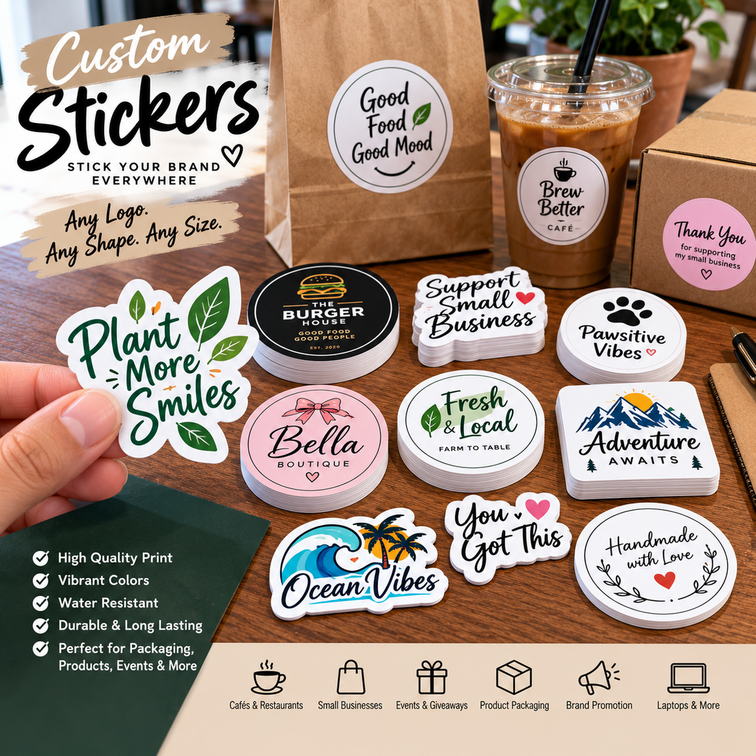 Custom logo stickers — 500 pcs