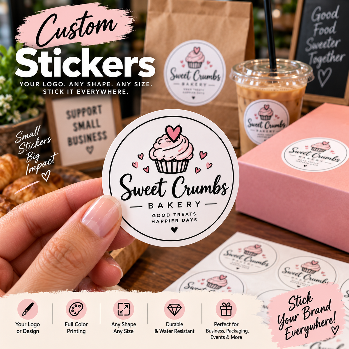 Custom logo stickers — 500 pcs