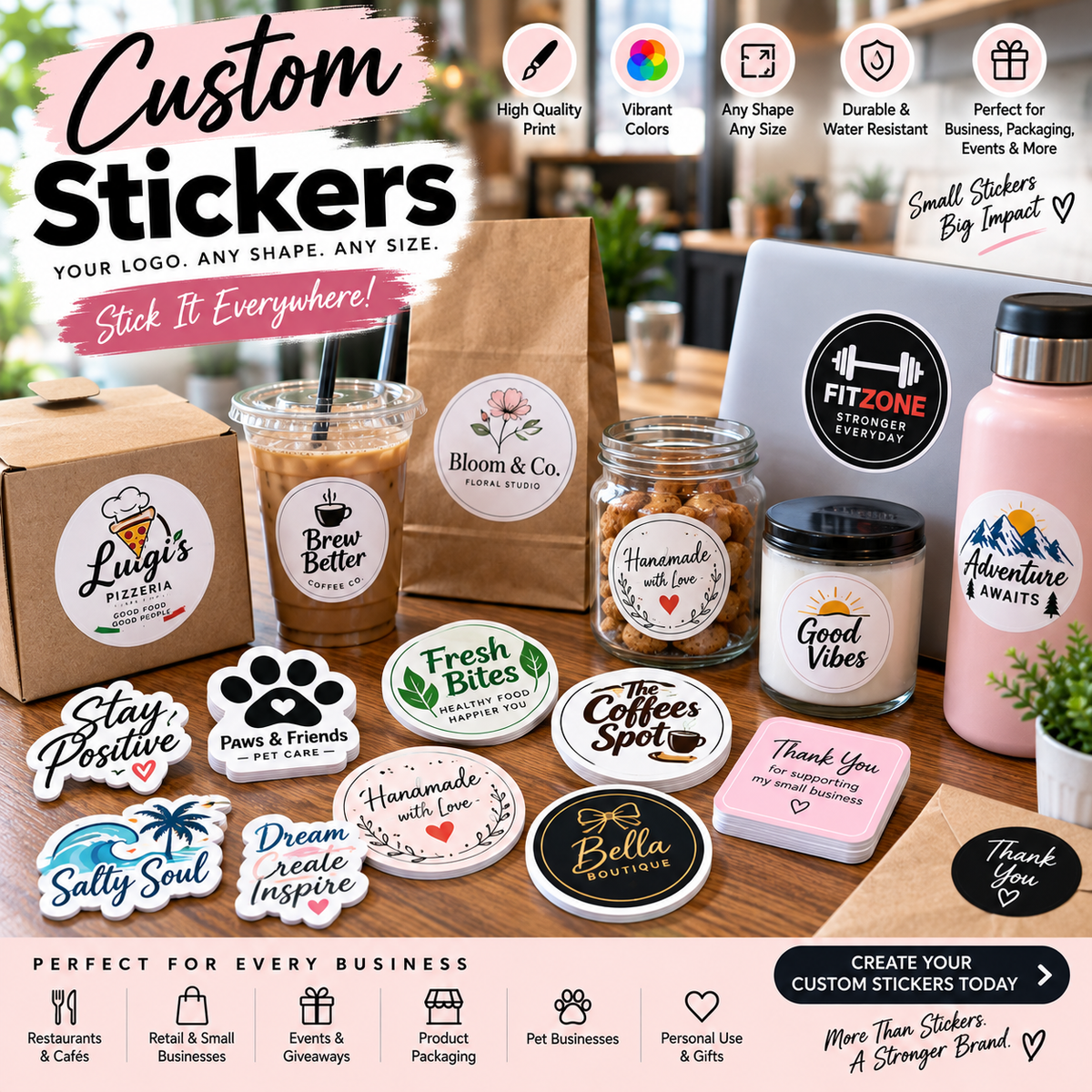 Custom logo stickers — 500 pcs