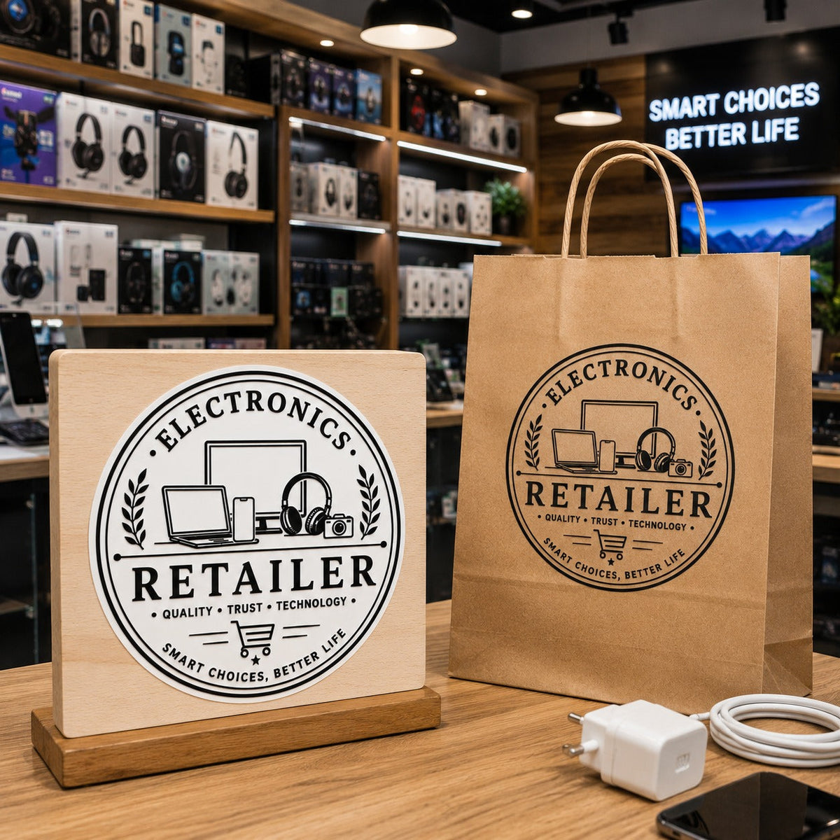 Big Custom Stamp for Electronics Retailer | Logo Stamp – StampMyMark®