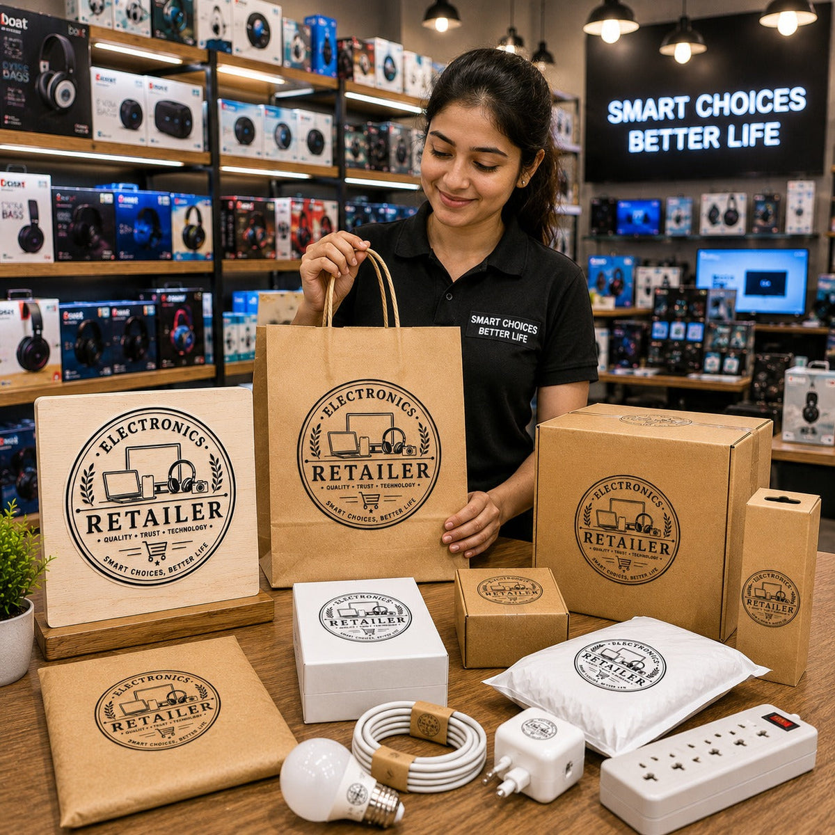 Big Custom Stamp for Electronics Retailer | Logo Stamp – StampMyMark®