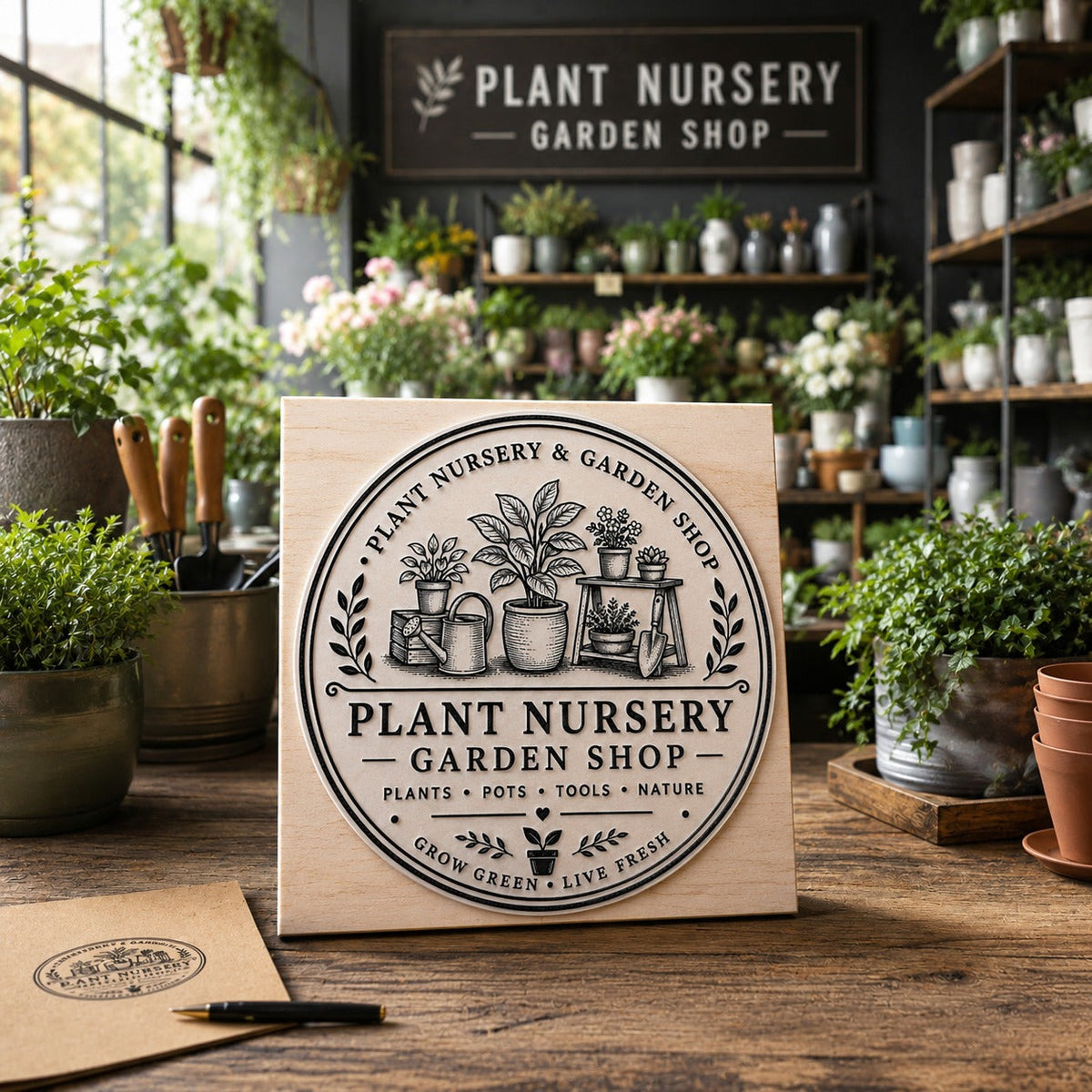 Big Custom Stamp for Plant Nursery / Garden Shop | Logo Stamp – StampMyMark®