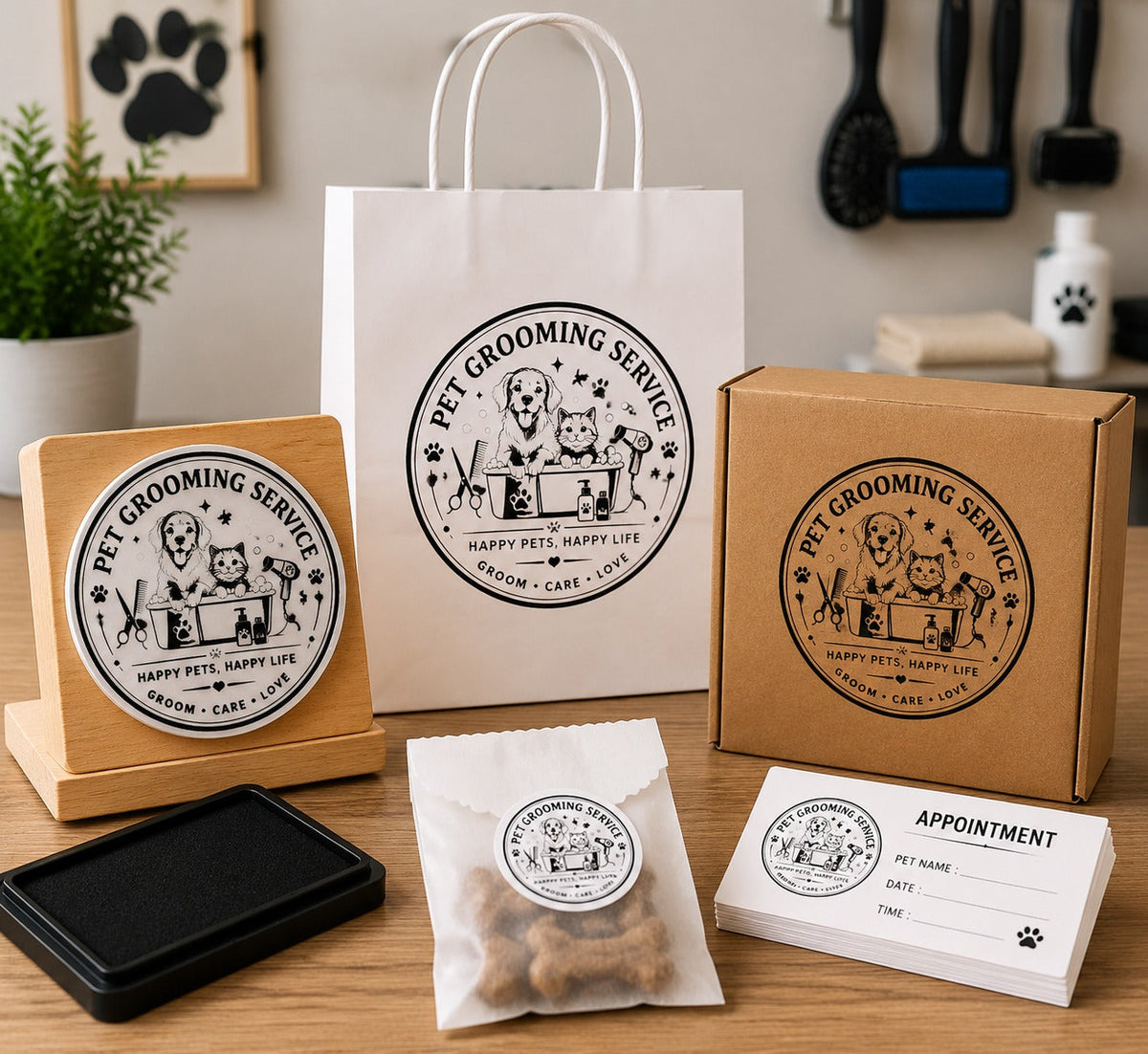 Big Custom Stamp for Pet Grooming Service | Logo Stamp – StampMyMark®