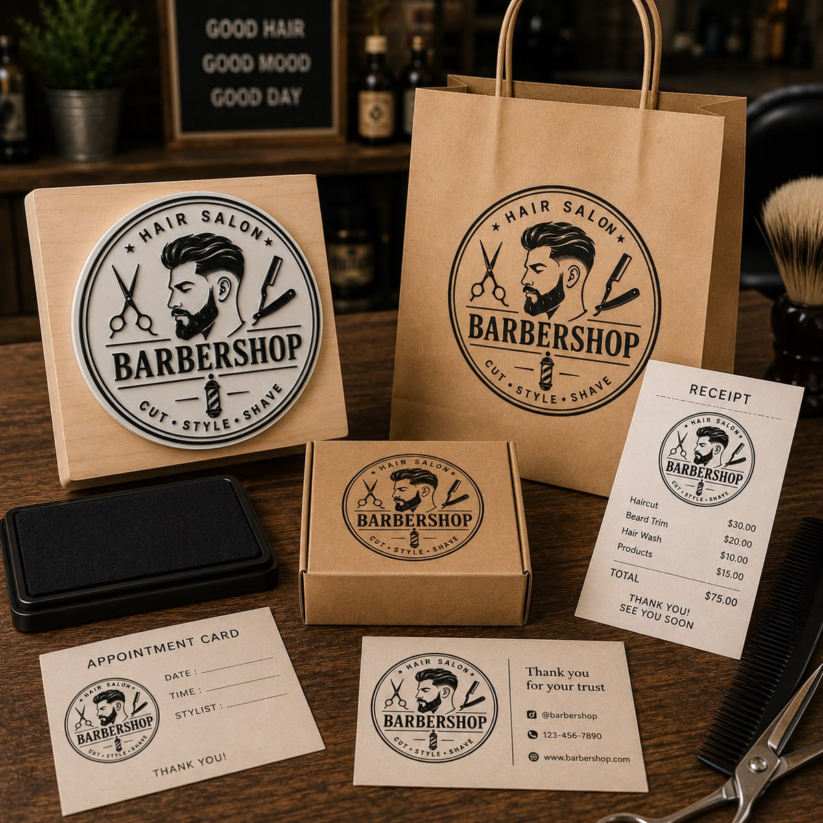 Big Custom Stamp for Hair Salon / Barbershop | Logo Stamp – StampMyMark®