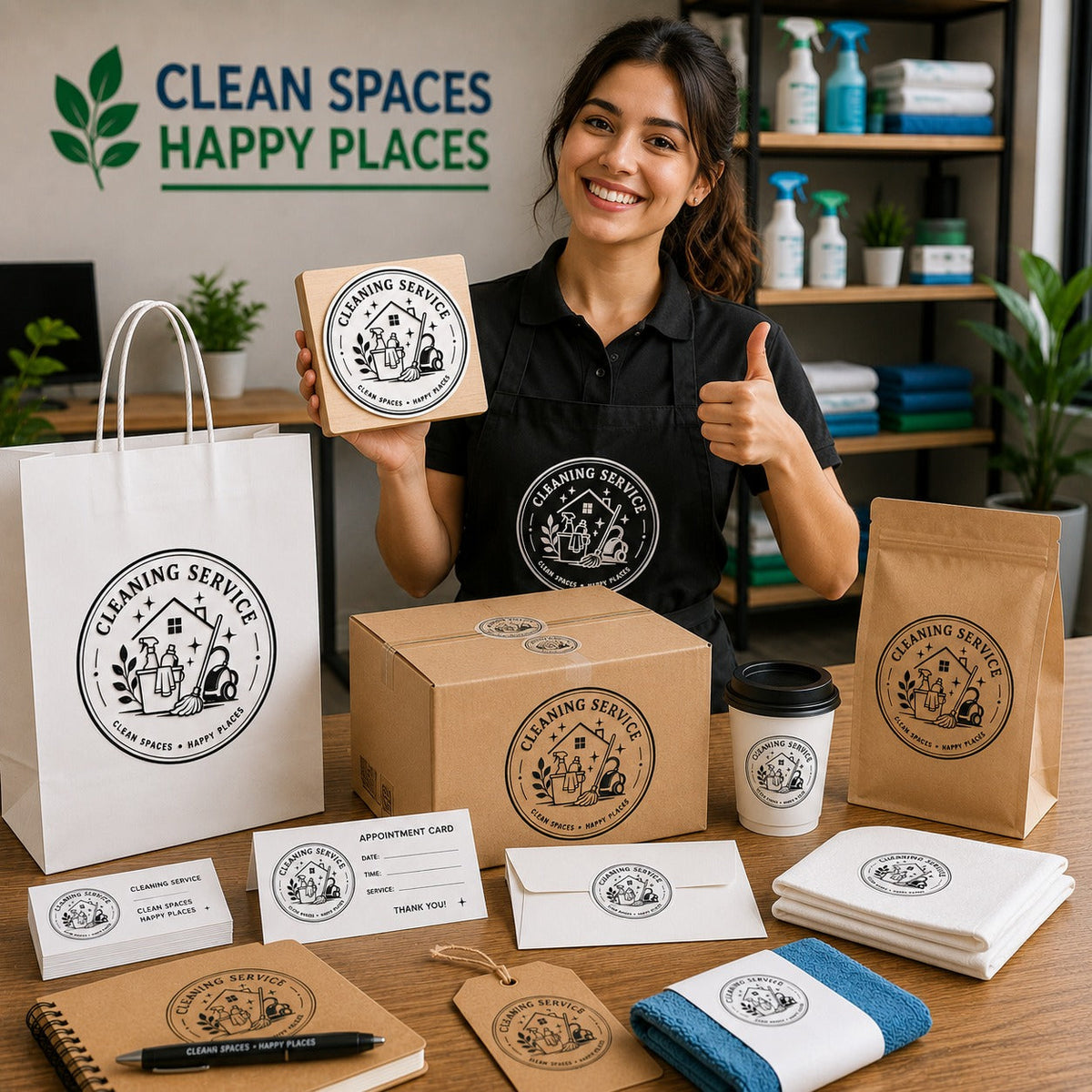 Big Custom Stamp for Cleaning Service Business | Logo Stamp – StampMyMark®