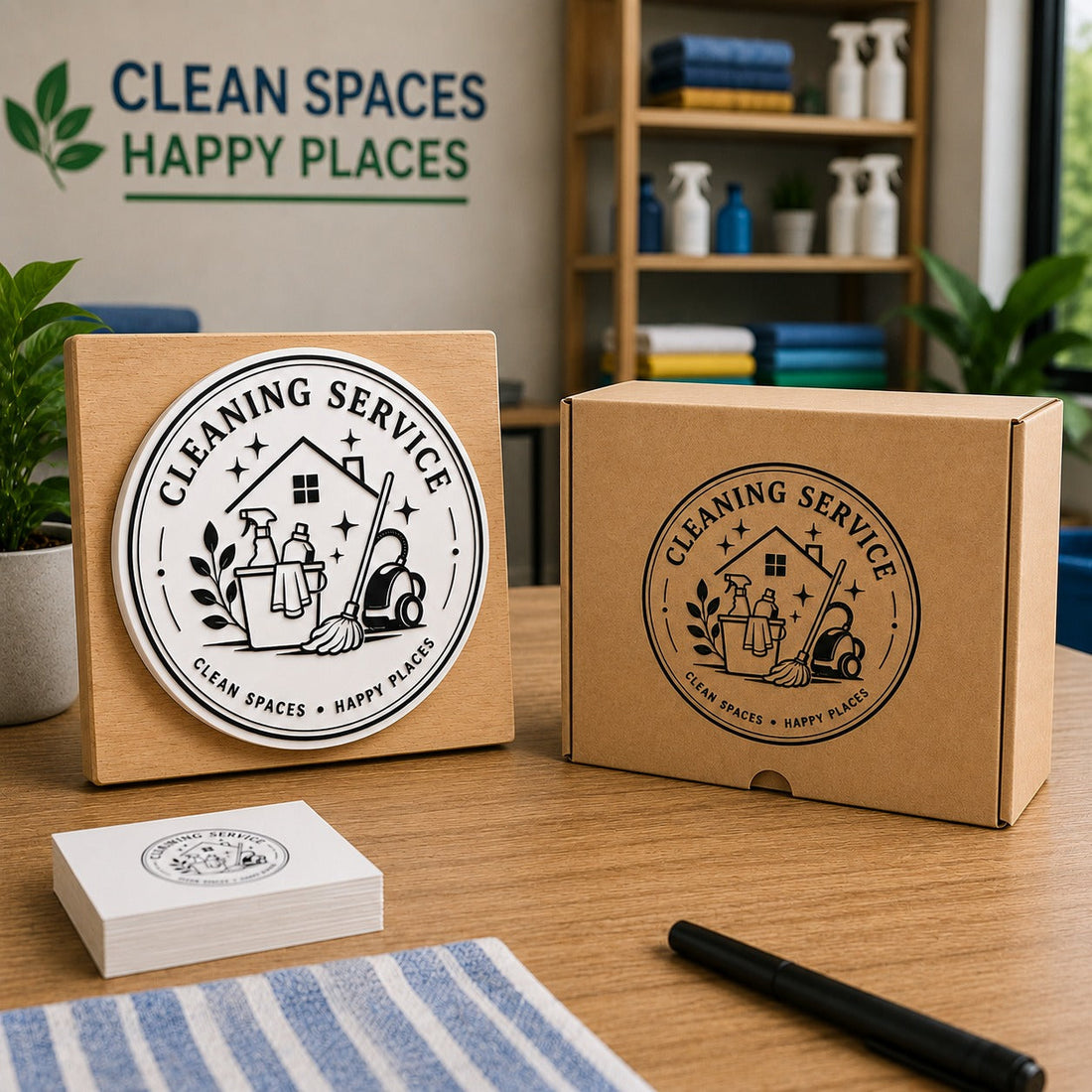 Big Custom Stamp for Cleaning Service Business | Logo Stamp – StampMyMark®