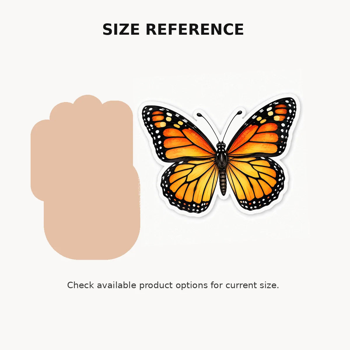 Butterfly die-cut vinyl sticker size reference