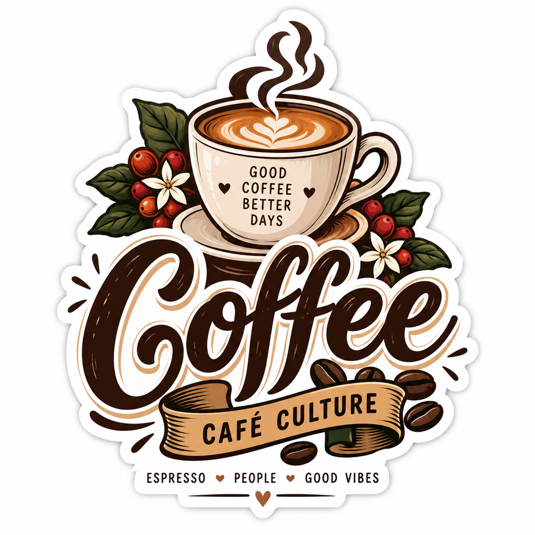 Coffee Café Culture barista espresso vinyl sticker
