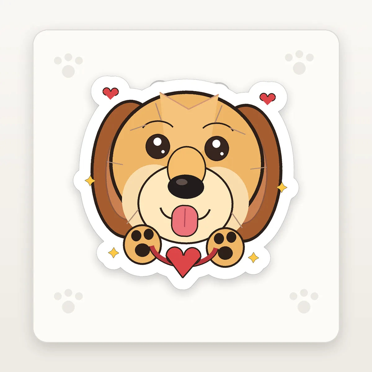 Dog lover puppy die-cut sticker on backing paper