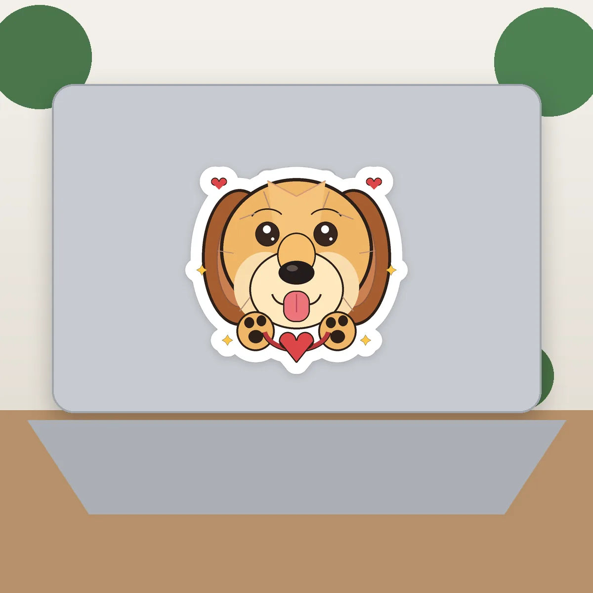 Dog lover puppy sticker displayed on laptop