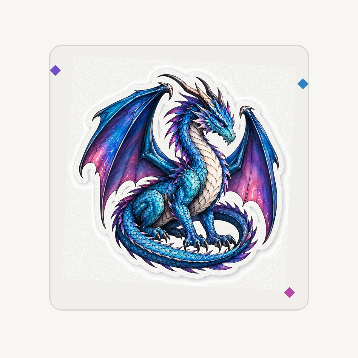 Fantasy dragon die-cut vinyl sticker detail on backing