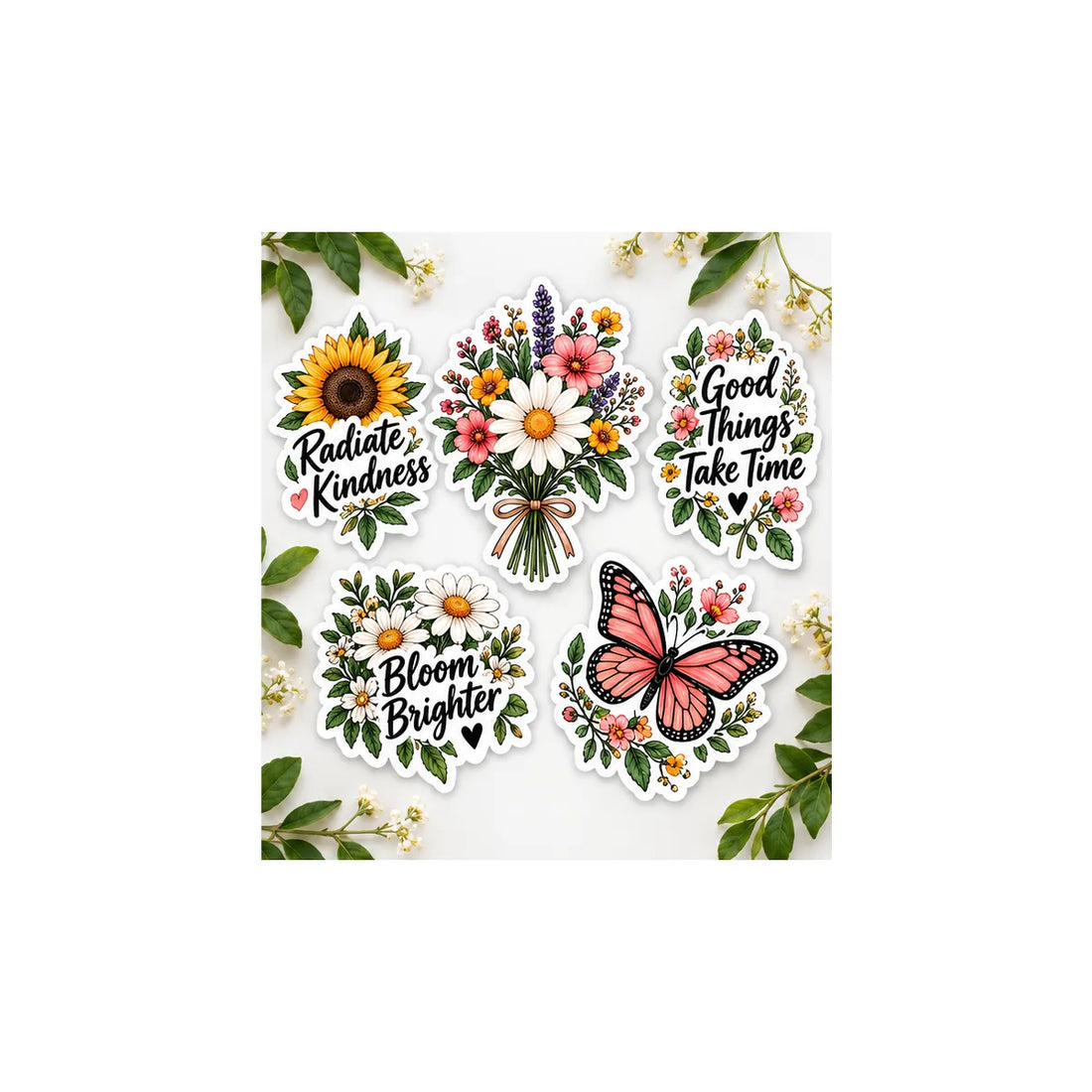 Botanical flower vinyl die-cut sticker hero image
