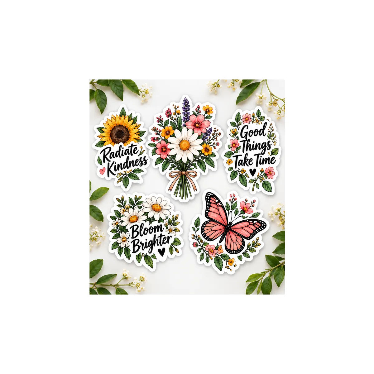 Botanical flower sticker floral garden presentation