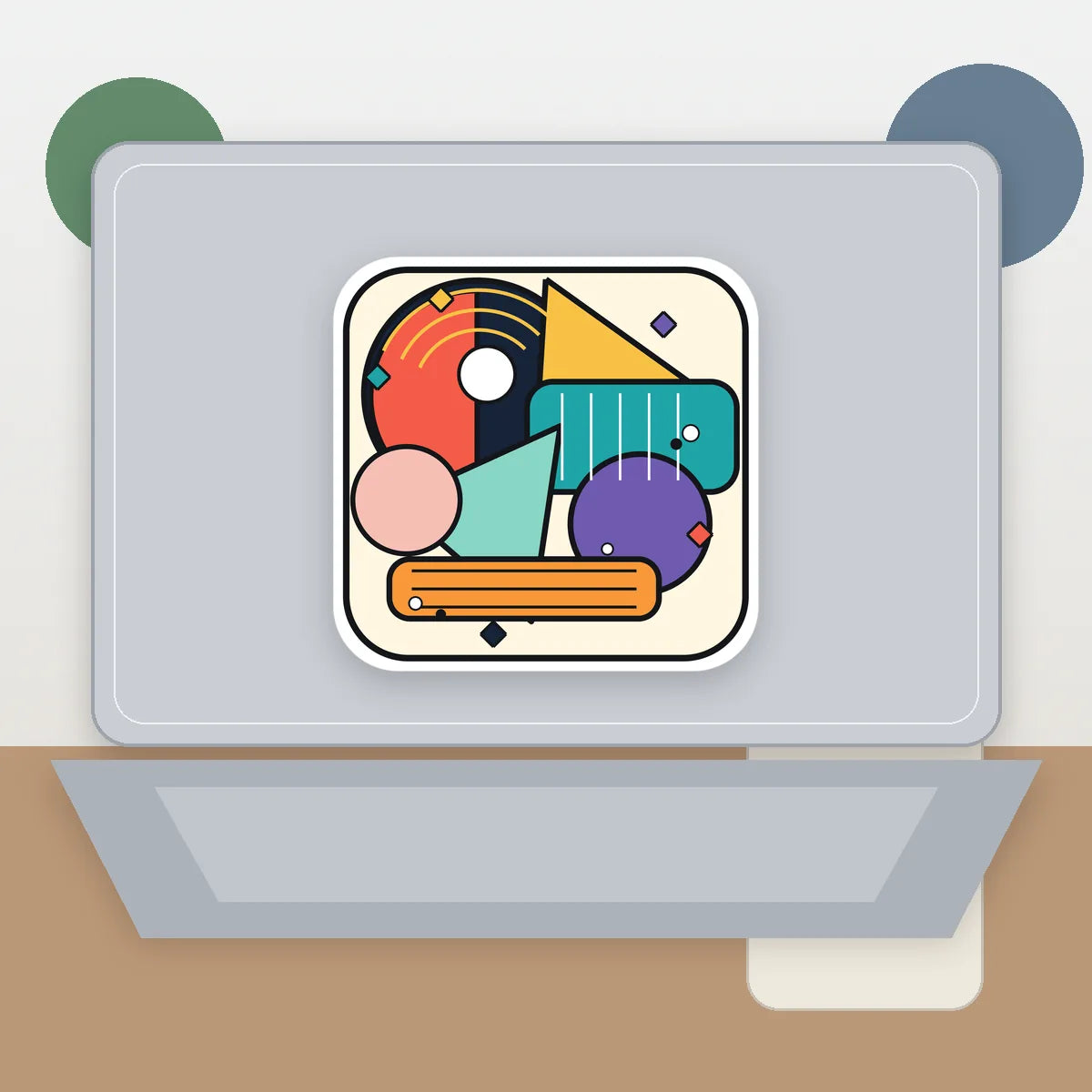 Geometric modern shape sticker displayed on laptop