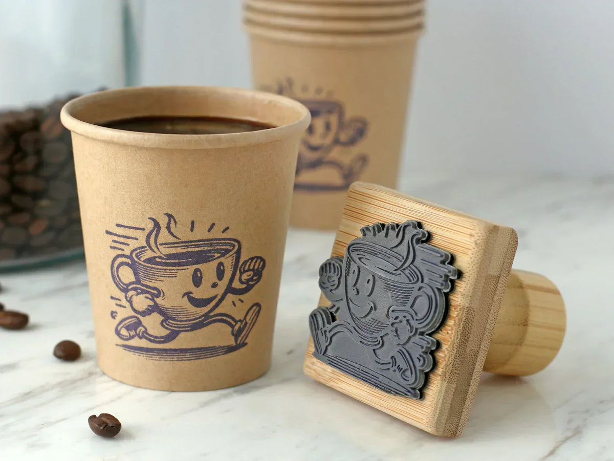 Wooden Rubber Face & Logo Stamp By StampMyMark®