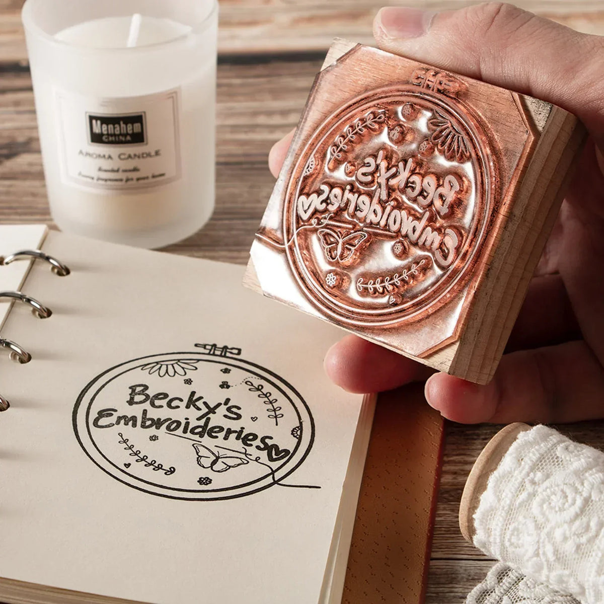 Wooden Rubber Face & Logo Stamp By StampMyMark®