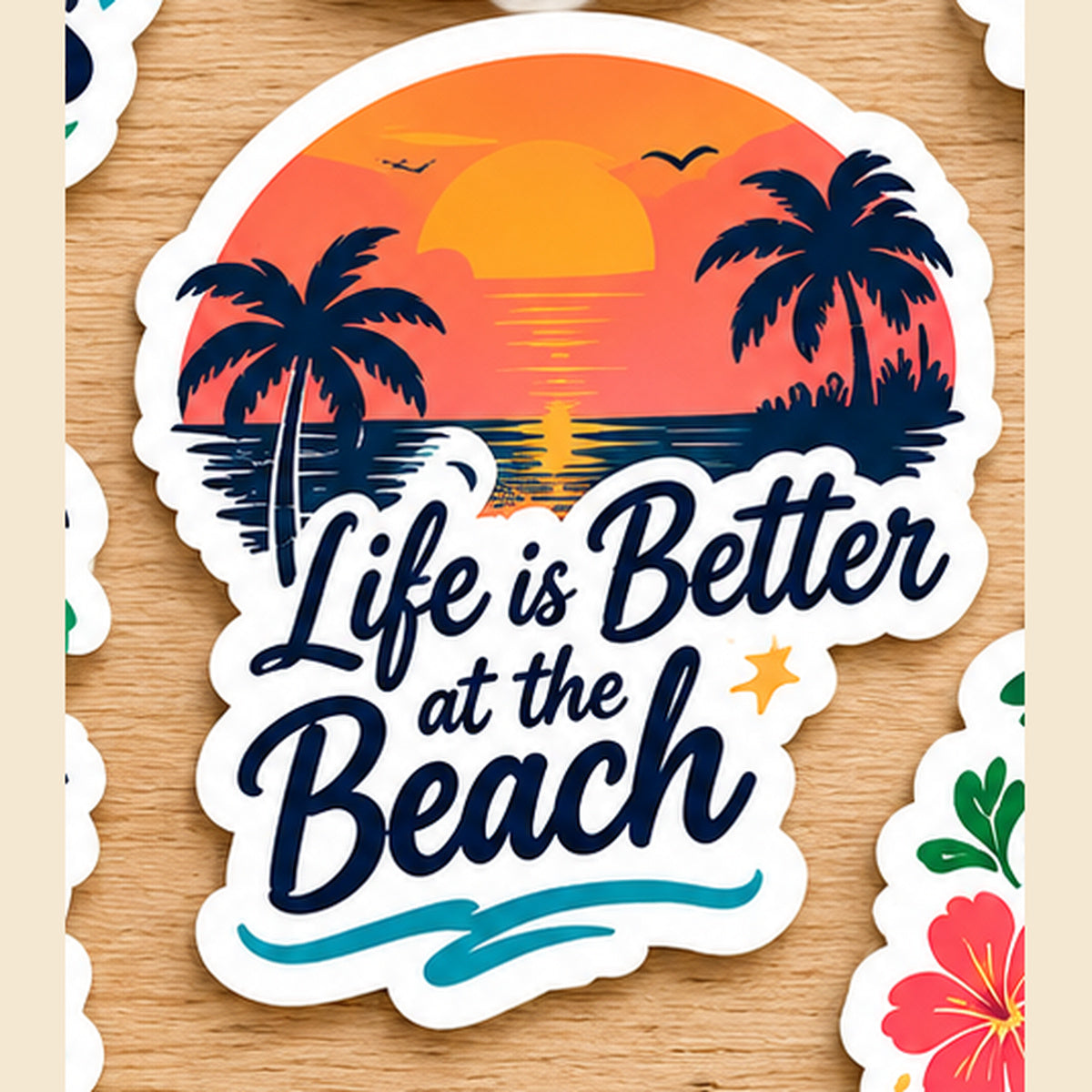 Life is Better at the Beach sunset vinyl sticker
