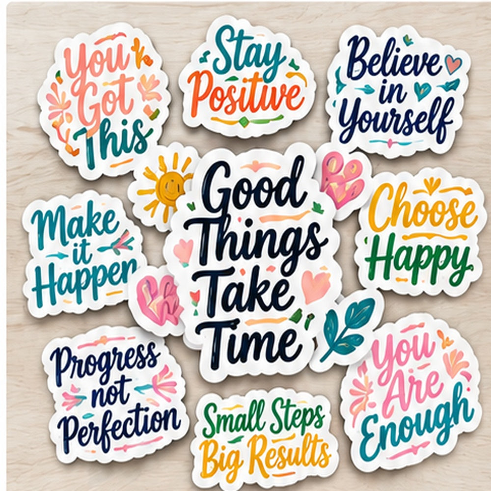 Positive affirmation motivational quote vinyl sticker collection
