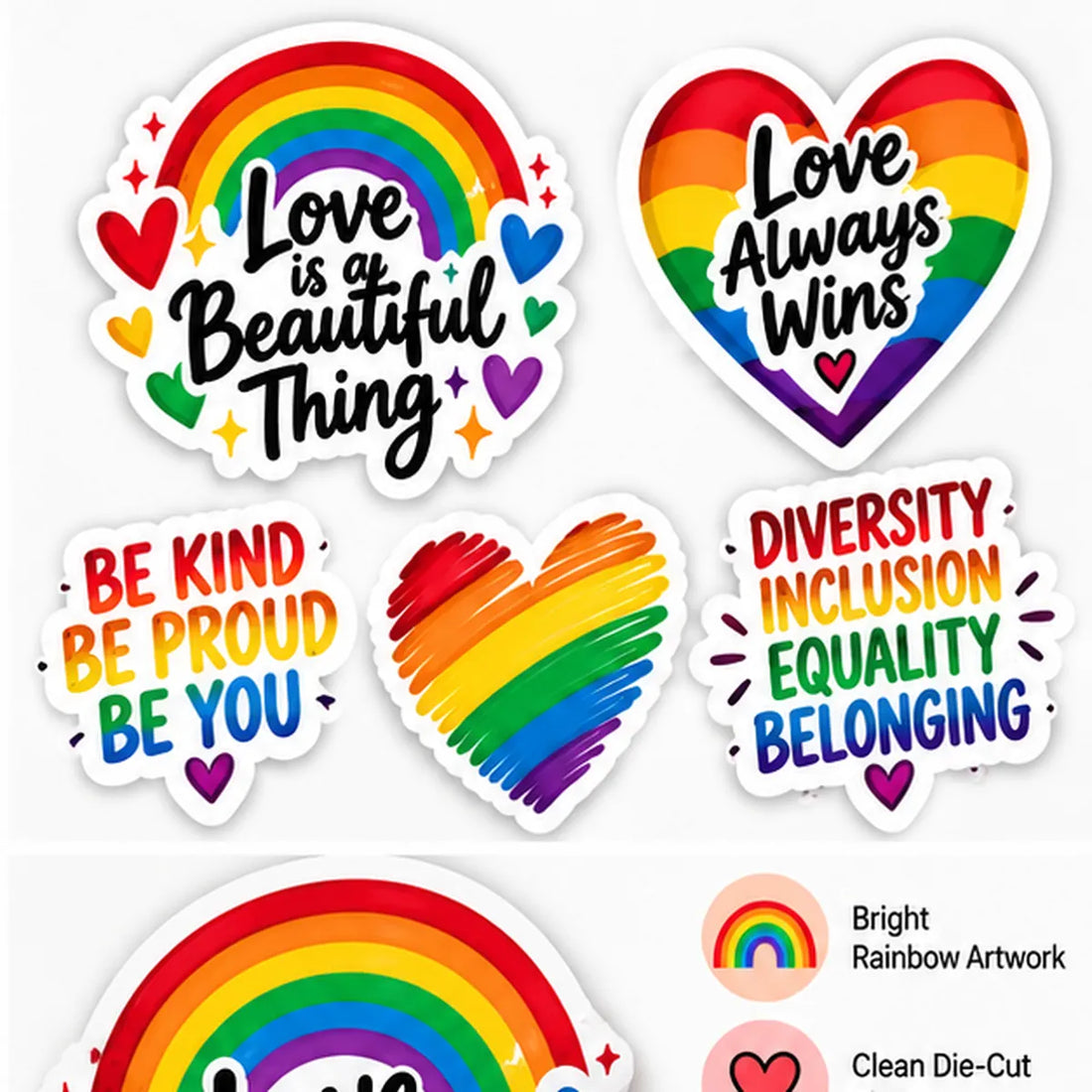 Rainbow Pride Love is a Beautiful Thing die-cut sticker hero image